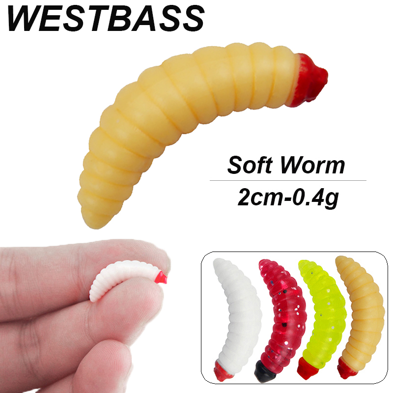 Fishing Lure Swimbait - WESTBASS 20/50PCS ตัวอ่อน Swimbait 2 ซม.ซิลิโคนหนอนเหยื่อยางกุ้ง