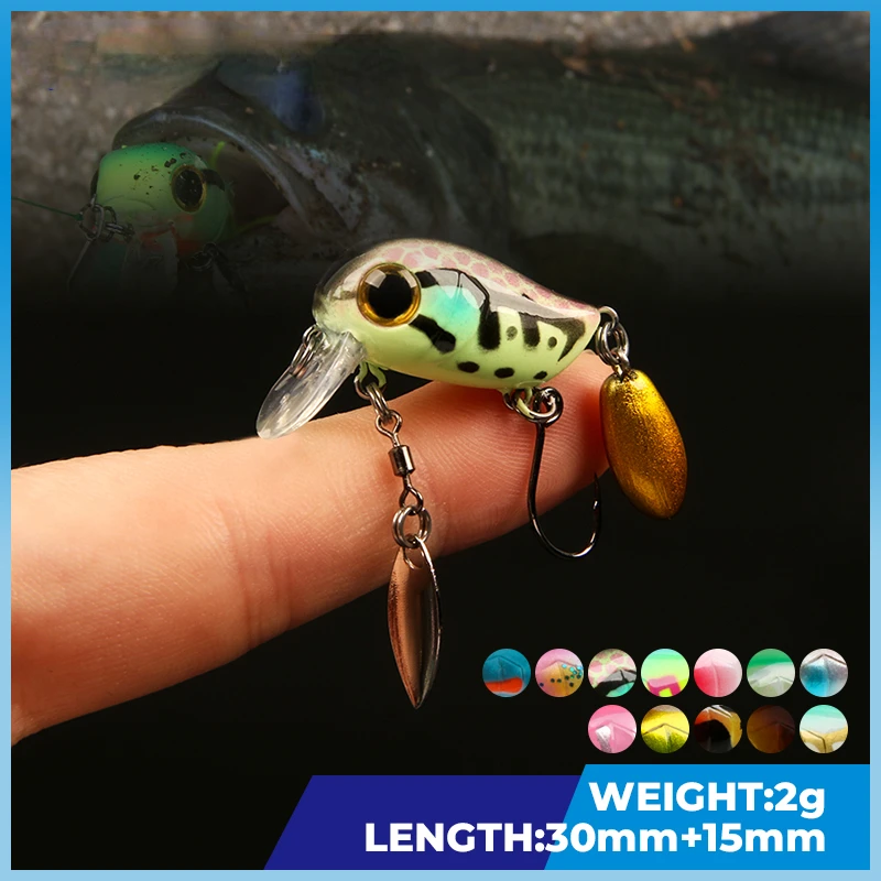 Fishing Lure Crankbait - ลอย Micro Crankbaits 30mm2g พื้นผิวประดิษฐ์ Wake