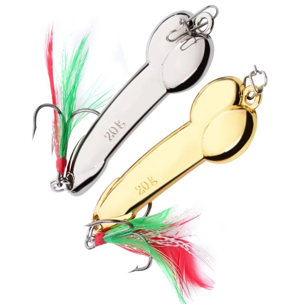 Fishing Lure Spoon - ช้อนโลหะรูปร่างอวัยวะเพศชายเหยื่อตกปลา 5g 10g 15g 20g Golden