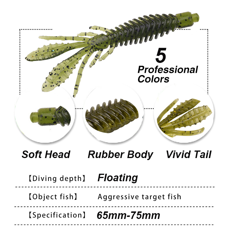 WESTBASS 5PCS Larva เหยื่อ1.8G - Fishing Lure Swimbait บทวิจารณ์และราคา