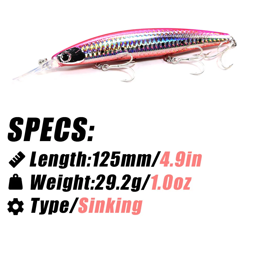 B & U 125mm Sinking Minnow เหย - Fishing Lure Crankbait บทวิจารณ์และราคา
